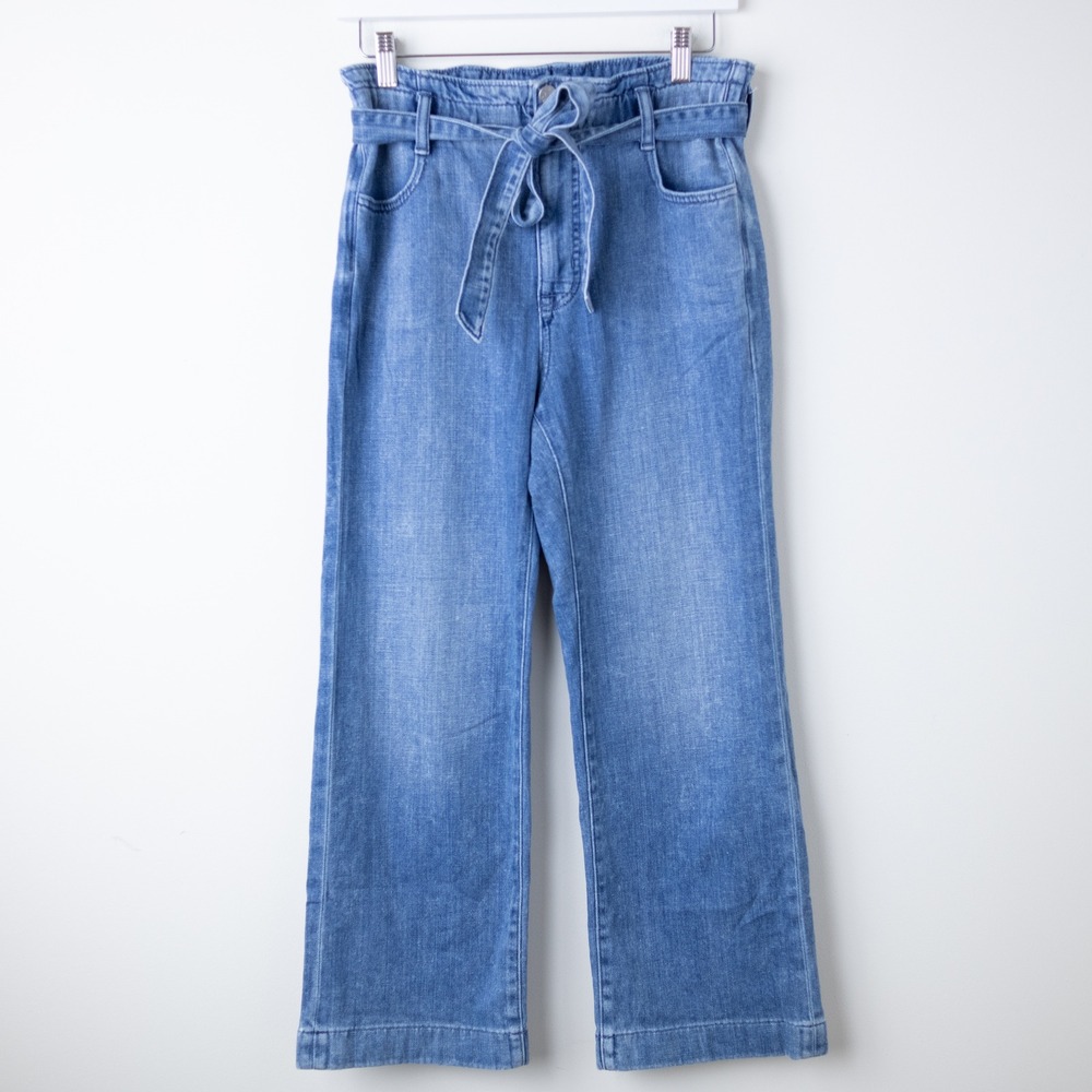 The J.Crew Factory Paperbag Wide Leg Crop Jeans 27 High Rise Belt Elastic BF850